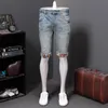 Herrenjeans Trend Blaue Löcher Für Mann Stretch Gerade Sommer Hohe Qualität Klassisches Design Lässig Original Hip Hop Shorts Größe 38Herren Drak22