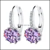 Charm Sier Earrings Colorf Gemstone Gold Ear Buckle For Woman Jewelry Zircon Crystal Earring Drop Delivery Dhkgy