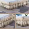 Bed Skirt Top Selling Delicate Double Layers Luxury Stereoscopic Embroidered Flowers Lace Ruffle Bed Skirts with Strong Elastic Belt 230214