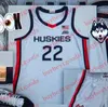 Custom UConn Huskies Baskettröja 21 Adama Sanogo 23 Maya Moore 2 Tristen Newton 11 Alex Karaban 32 Donovan Clingan 3 Joey Calcaterra Paige Bueckers Nika Muhl