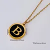 Pendant Necklaces Fashion Alphabet Necklace Gold Color English Pinyin Black Shell Stainless Steel Clavicle Chain