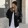 Womens Jackets Street Letters Flocking Coats Y2K Stitching Retro Baseball Uniform Casual Loose Pow för män och par 230215