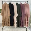 Ropa étnica Mujeres musulmanas Abaya abierta Árabe Islámico Pakistaní Oriente Medio Kimono Cardigan Ramadán Dubai Turquía Kaftan Maxi Robe Vestido