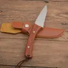 Ny G2378 Survival Straight Knife 8Cr13Mov Laser Mönster Bade Full Tang Woodhandle Outdoor Camping Vandring Knivar med lädermantel