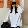 Kvinnors T -skjortor Werueruyu rippade hål Hip Hop långärmad skjorta överdimensionerade ihåliga tee topp kvinnors koreanska stil vintage botten