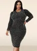 Plus Size Dresses Black Sexy Fashion Dress Long Sleeve Slit Bodycon Party Nightclub Luxury Midi For In Offers Women 2023 Autumn