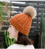 Berets vrouwen pluizige echte pels peuten gebreide muts dikke warme pet winter kind kind ski -schedels hoed bot gorros