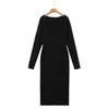 Plus Size Dresses 3XL Good Quality Knit Women 2023 Autumn Winter Slim Inner Wear Jumpers French Big U Collar Back Split Pullover