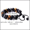 Bracelets de charme 6mm 8mm Tiger Eye Stone Black Perles Bracelet tressé deux couches Femmes Hommes Main Chaîne Bijoux Amitié Cadeau Drop de Dh4Ij