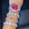 Bilek saatleri hiphop buzlu erkek kadınlar bilezik ile izlemek lüks tarih kuvars bling tam rhinestones saatleri Küba el zinciri moda takı 230215