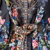 Robes décontractées Mode piste printemps femmes lanterne à manches longues multicolore imprimé floral robe boho vacances plage dames mini robe 230215