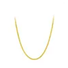 Chaînes Pure Solid 999 24K Collier en or jaune Hommes Femmes 1.6mm Chaîne à maillons de bordure