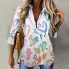 Camicette da donna Donna Casual Primavera ed estate Cute Love Gradient Printing Top eleganti Camicie moderne per felpa Cheers