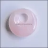 Charms 18Mm Cristalli di pietra naturale Gogo Donut Ciondoli di quarzo rosa Perline per gioielli che fanno risultati di consegna di goccia all'ingrosso Componen Dh3T4