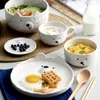 Plates Home Creative Personality Breakfast Japanese Cutlery Set Ceramic Cartoon Plate Cute Girl Heart Bear Fruits Pan