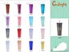 61 couleurs à double paroi de 24 oz gobelets cloutés avec une paille de couvercle réutilisable 710 ml en plastique radié tasses froides diamant bouteilles d'eau en forme de durian personnalisées a0070