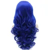 Тело волнистые джевели синий парик длинные синтетические волосы кружев