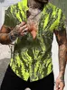 Herr t-skjortor manlig singel breasted vänd ner krage t-shirts blommor hawaiian kort ärmstrand män 2023 lapel knäppt tryckt tee topp