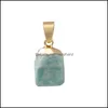 Pendentif Colliers Placage Or Tranchant Pierre De Naissance Guérison Cristal Énergie Druzy Quartz Mode Femmes Hommes Bijoux En Gros Drop Deliver Dhrdu