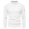 Men's Sweaters Men Casual Pullover Top Half High Collar Slim Ribbed Cuff Stripe Solid Color Bottoming Sweater Daily Wear