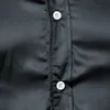 Mens Casual Shirts Shinny Silk Like Satin Luxury Dress Brand Men Wedding Prom Tuxedo Male Shirt Camisa Masculina Black 230214