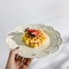 Plates European Style Vintage White 8-10 Inches Ceramic Embossed Dessert Bread Trays Cake Dishes Bridal Shower Wedding Party Tablewares