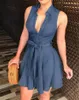 Casual Dresses Arrival 2023 Womens Dress Sexy Large V Neck Sleeveless Club Party Denim Jeans Bandage Bodycon Mini Drop