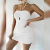 Casual Dresses Summer Dress for Women Sexy Hollow Sling Tube Top Halter Lace-up Hip Fold Ladies Bodycon Vestidos Mujer Verano