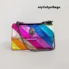 Shoulder Bags Rainbow Women Handbag Wave Pattern Eagle Icon Head On Front Jointing Colorful Cross Body Bag Patchwork Shoulder Bag 021523H