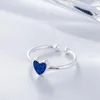 Bröllopsringar Boho Blue Love Heart For Women Vintage Finger Ring Knuckle Female Bohemian Charm smycken gåvor