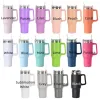 40oz Stainless Steel Tumbler with Handle and Straw Vacuum Sealed Insulated Travel Mug Cups