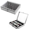 Bekijk dozen Cases 12 rooster slots nuttige sieraden pols horloges houder display opbergdoos aluminium luxe vierkante kist horloge houder doos organisator 230214