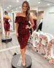 Velvet Sequin Cocktail Dress with Draped One-Shoulder Lady Preteen Teen Girls Pageant Gown Formal Party Wedding Guest Red Capet Runway Prom Homecoming Interview NYE