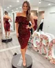 Samt-Pailletten-Cocktailkleid mit drapierter One-Shoulder-Trägerpartie für Damen, Preteen, Teenager, Mädchen, Festzugskleid, formelle Party, Hochzeit, Gast, rotes Cape, Runway, Abschlussball, Heimkehr, Vorstellungsgespräch zu Silvester