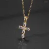 Pendentif Colliers Délicat Cristal Croix Femmes Collier Fille Charme Tempérament Clavicule Chaîne Religieux Chrétien Amulette Bijoux Cadeau