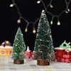 Décorations De Noël 4 Pcs Ornements De Bureau Mini Petit Pin Avec Des Bases En Bois Pour Xmas Holiday Year Party Home Table Decor