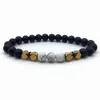 Strand 2023 Trendy Cube Bracelet Men Handmade Classic Tiger Eye Stone Matte Beaded For Jewelry Gift