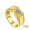 С боковыми камнями золотые кольцо мужчины Moissanite Classic Trend Trend Luxury Mens Banquet Jewelry Drop Delive Dhlvn