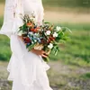 2023 Boho Country Mermaid Wedding Dresses Bridal Gown Short Sleeves Lace Floor Length Jewel Neck Custom Made Plus Size Vestido De Novia 403 403