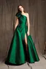 Party Dresses 2023 Green Evening With Detachable Train One Shoulder A Line Prom Dress Luxury Saudi Arabia Celebrity Red Carpet Gowns