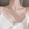 Chains Silver Color Necklace For Women Rose Gold Jewelry Zircon Flashing Design Simple Temperament Clavicle Chain Female Luxury INEFFA