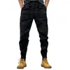 Men's Pants Simple Men Cargo Multi Pockets Male Drawstring Mid-Rise Trousers Bottoms For Party