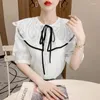 Camicette da donna Summer Doll Collar Camicia bianca a maniche lunghe in pizzo Primavera femminile Blusas Mujer De Moda Elegantes Donna 661C