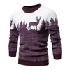 Męskie swetry szykowne zimowy sweter okrągły szyi swobodny zużycie jesień luźne luźne mężczyźni Boże Narodzenie do codziennego noszenia