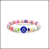 Beaded Strands Turkish Evil Eye Bracelet Femme Greek Bracelets For Women Polymer Clay Heishi Disc Beads Drop Delivery Jewelry Dh4Uw