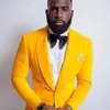 Mäns kostymer gula sammet män passar jacka en bit prom blazer för bröllop groomsmen sjal lapel anpassad manlig moderock senaste stil 2023