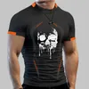 T-shirt da uomo Uomo Fitness Training Traspirante a maniche corte Abbigliamento ad asciugatura rapida T-shirt sportive da uomo Stampate Teschi rotti