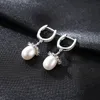 Vintage mikro zestaw cyrkon Pearl Ear Burza Kolczyki Biżuteria Europejska moda S925 Silver Palace Style Drop Kolczyki Kobiety Wedding Party Walentynki Gift SPC