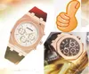 フル機能メンズビジネス腕時計ストップウォッチ 42 ミリメートルクォーツムーブメント男性時間時計時計ステンレス鋼ゴムシリコンバンド腕時計ギフト