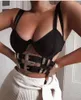 Damestanks 2023 mode sexy schattig metalen lovertjes camis top voor dames riemen bandage korte mini girl tops rood zwart